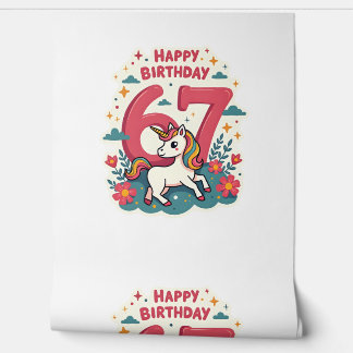 Vintage 67th Birthday Unicorn Rainbow Cute Cartoon Tapete