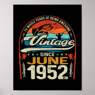 Vintage 70. Geburtstag Juni 1952 70 Jahre alt Poster