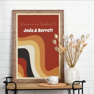 Vintage 70er Jahre Abstracte verbrannte Orange Hoc Poster
