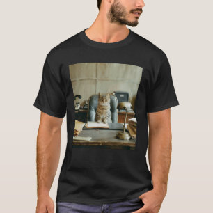 Vintage-70er-Jahre-Sonnenbrille-Bürokatze-am-Schre T-Shirt