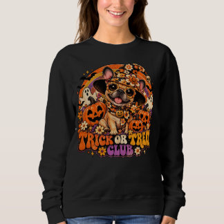 Vintage 70er Jahre Süßes oder Saures Frenchie Hexe Sweatshirt