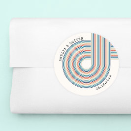 Vintage 70er Jahre Thema Moderne Retro Hochzeit Runder Aufkleber