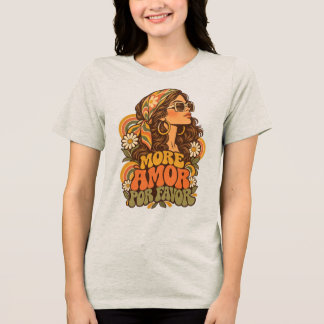 Vintage 70er Mehr Amor Por Favor Hippie-Mädchen Gr Tri-Blend Shirt