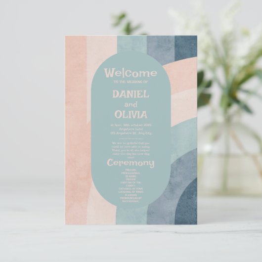 Vintage 70er Rainbow-Hochzeitsprogramme (Stehend Vorderseite)