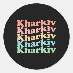 Vintage 70er Ukraine Hippie-Stadt - Retro Charkiw Runder Aufkleber