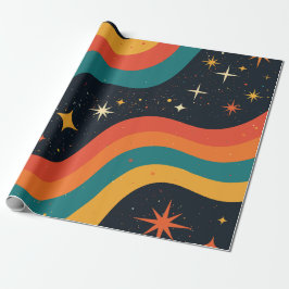 Vintage 70s Cosmic Dream Groovy Wavy Retro Geschenkpapier