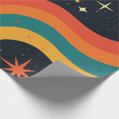 Vintage 70s Cosmic Dream Groovy Wavy Retro Geschenkpapier (Ecke)