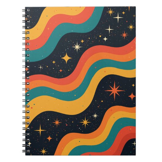 Vintage 70s Cosmic Dream Groovy Wavy Retro Notizblock (Vorderseite)