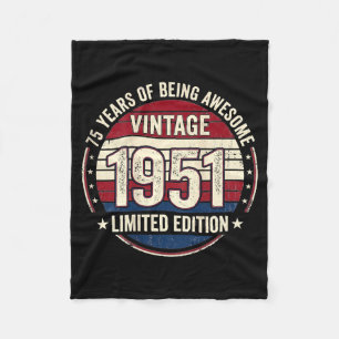 Vintage 75 Geburtstagsdekorationen Männer 75 Jahre Fleecedecke