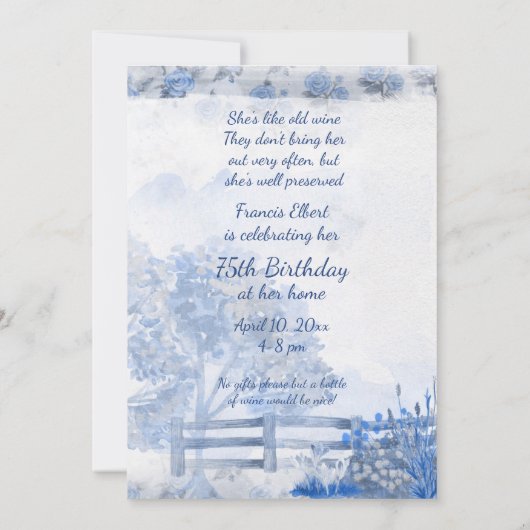 Vintage 75. Geburtstagsparty Einladung (Rückseite)