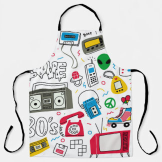Vintage 80er 90er Doodle-Sammlung. Schürze