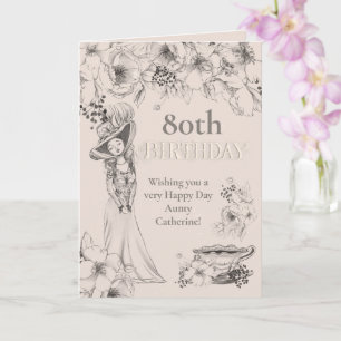Vintage 80er Blumen Lady Geburtstag jedes Alter Karte