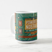 Vintage 80er Computer-Motherboard "Powered By Nost Kaffeetasse (Vorderseite Links)
