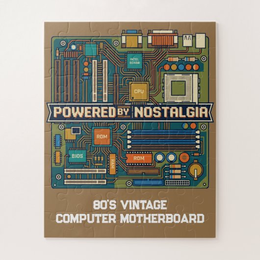 Vintage 80er Computer-Motherboard "Powered By Nost Puzzle (Vertikal)