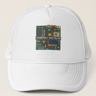 Vintage 80er Computer-Motherboard "Powered By Nost Truckerkappe