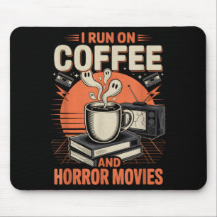Vintage 80er Jahre, ich laufe auf Kaffee und Horro Mousepad