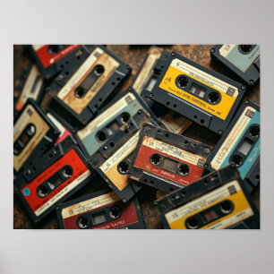 Vintage 80er Kassettenband Retro Audio Nostalgie Poster