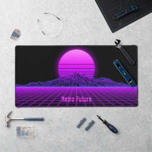 Vintage 80er Retrowave Bergszene Schreibtischunterlage