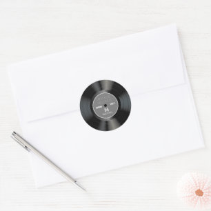 Vintage 80er Schallplatte Klassisches Monogramm Runder Aufkleber