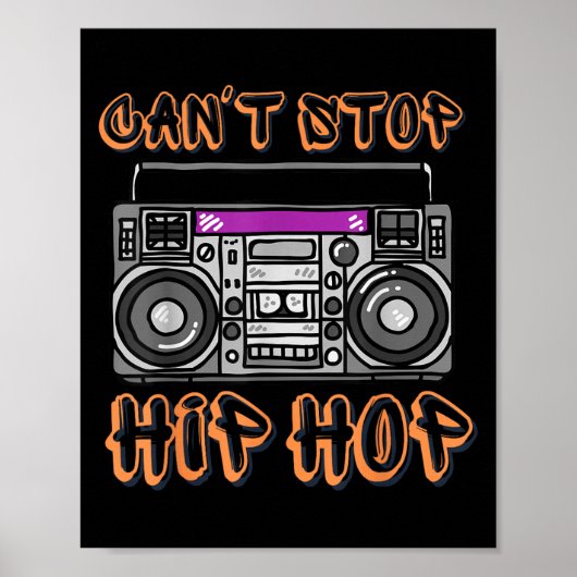 Vintage 80's Can't Stop Hip Hop Boombox Poster (Vorne)