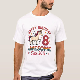 Vintage 8 Awesome seit 2018 Einhorn Geburtstag Reg T-Shirt