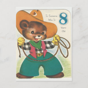 Vintage 8 Jahre alter Happy Birthday Bär Postkarte
