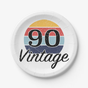 Vintage 90. Geburtstag Sonnenuntergang Pappteller