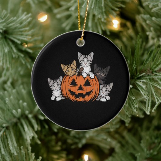 Vintage 90er Cat Halloween Retro Spooky Jahreszeit Keramik Ornament (Baum)