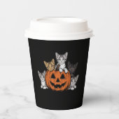 Vintage 90er Cat Halloween Retro Spooky Jahreszeit Pappbecher (Vorderseite)