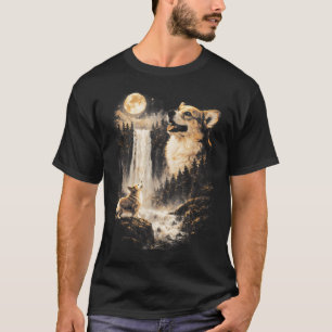 Vintage 90er Corgi Heult zum Mond Lustiger Corgi T-Shirt