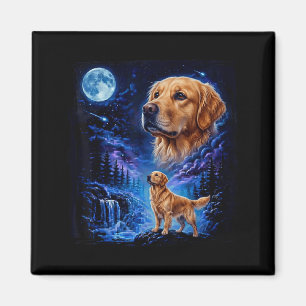 Vintage 90er Golden Retriever heult am Mond Magnet