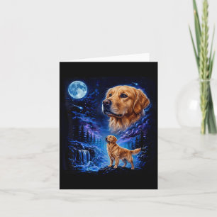 Vintage 90er Golden Retriever heult den Mond an Karte