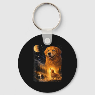 Vintage 90er Golden Retriever heult den Mond anVi Schlüsselanhänger