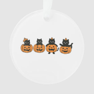 Vintage 90er Katze Halloween Kürbis Schwarze Katze Ornament