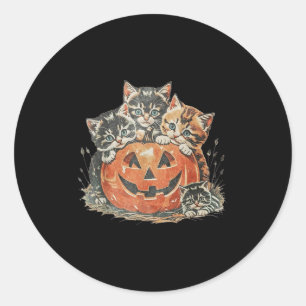 Vintage 90er Katzen Halloween Soky Saison Kürbis K Runder Aufkleber
