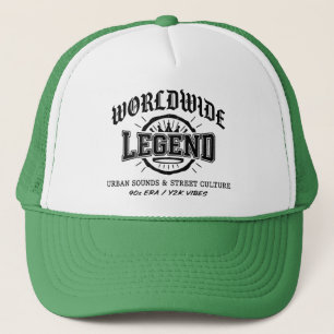 Vintage 90er Rap Urban Worldwide Legende Baseballk Truckerkappe