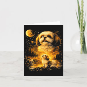 Vintage 90er Shih Tzu heult den Mond an Lustiger H Karte