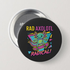 Vintage 90er Stil Axolotl Skateboard Rad Neon Button