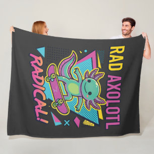 Vintage 90er Stil Axolotl Skateboard Rad Neon Fleecedecke