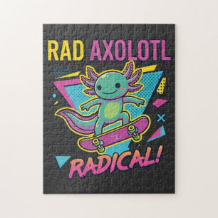 Vintage 90er Stil Axolotl Skateboard Rad Neon Puzzle