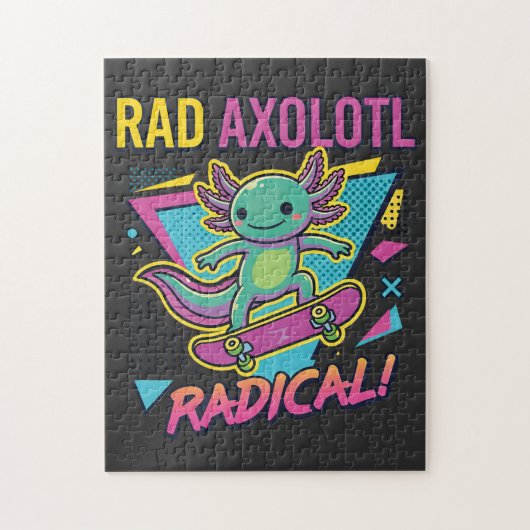 Vintage 90er Stil Axolotl Skateboard Rad Neon Puzzle (Vertikal)