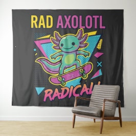 Vintage 90er Stil Axolotl Skateboard Rad Neon Wandteppich