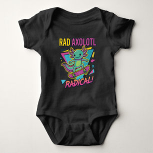 Vintage 90er Style Axolotl Skateboard Rad Neon Baby Strampler
