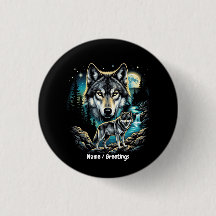 Vintage 90er Wolf Grafik Retro-Wildnis Mond