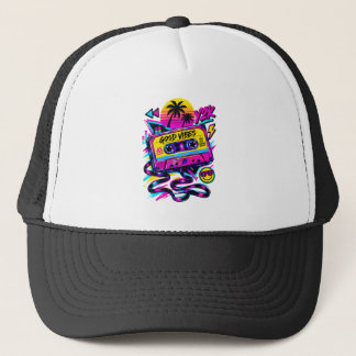 Vintage 90s Retro Cassette Neon Cyberpunk Trucker Truckerkappe