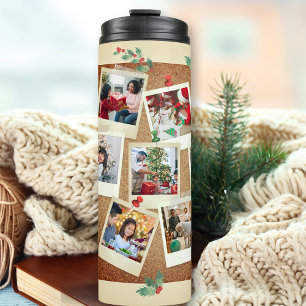 Vintage 9 Foto Vorlage Beige Kork Weihnachten Thermosbecher