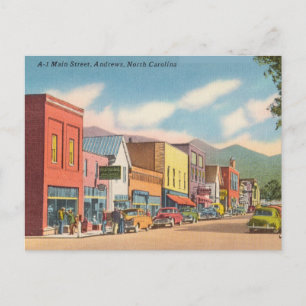 Vintage A-1 Mainstreet, Andrews, North Carolina Postkarte