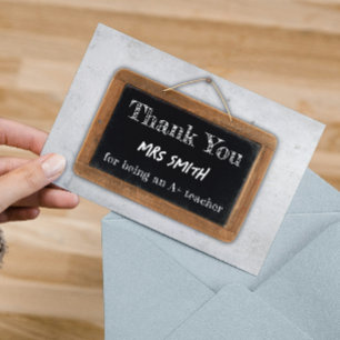 Vintage A+-Lehrerin Einzigartige Chalk-Board-Schul Dankeskarte