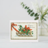 Vintage A Merry Christmas Card Postkarte (Stehend Vorderseite)