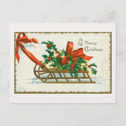Vintage A Merry Christmas Card Postkarte (Vorderseite)